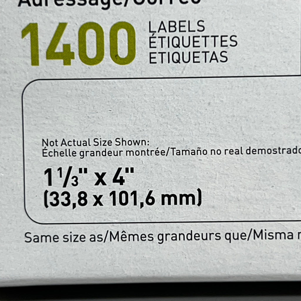 BUSINESS SOURCE (1400 Labels) Laser Ink Jet Mailing Labels 1-1/3"x 4 White 26114