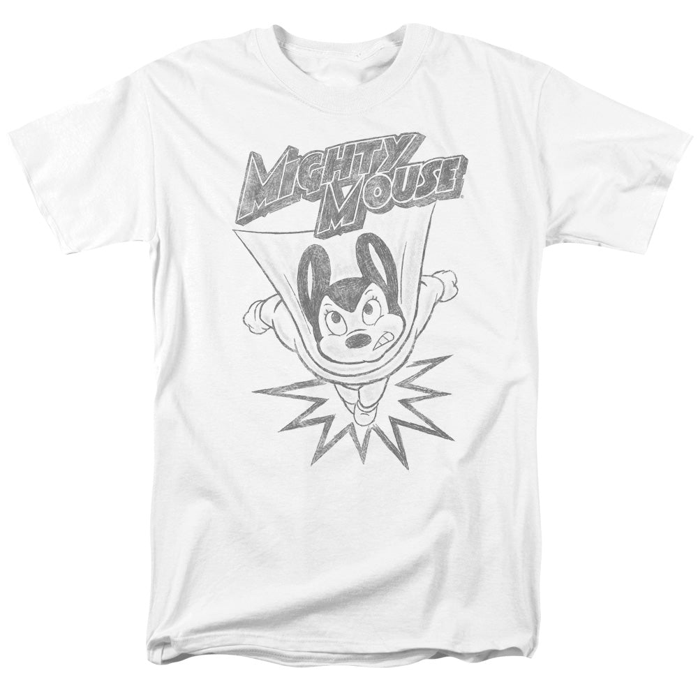 Mighty Mouse Bursting Out Mens T Shirt White Officially Licensed