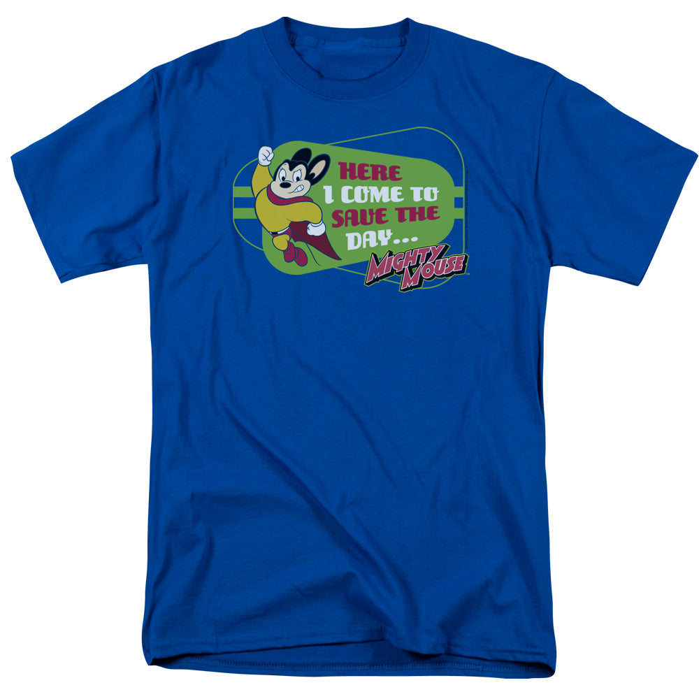 Mighty Mouse Here I Come Mens T Shirt Royal Blue Officially Licensed