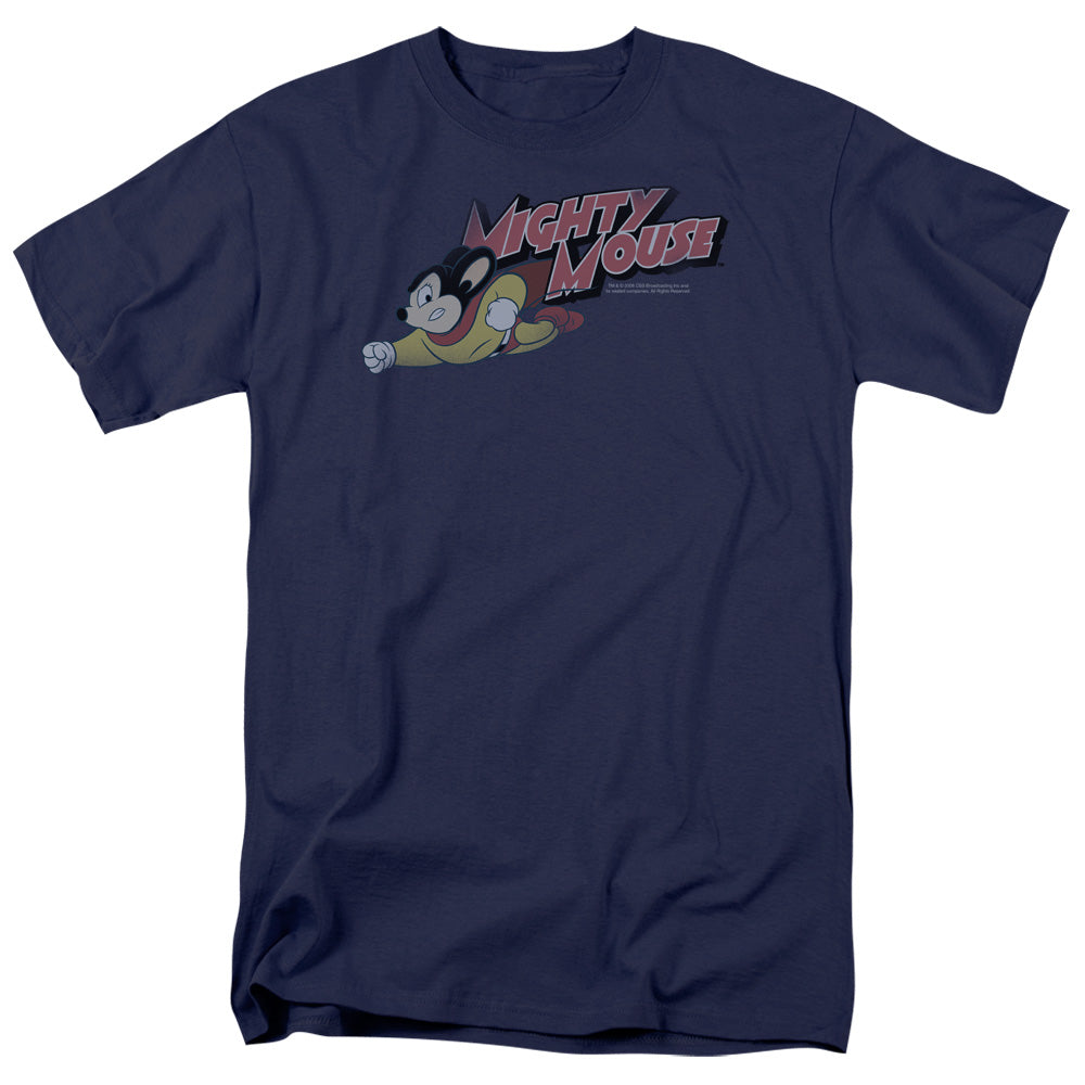 Mighty Mouse Mighty Retro Mens T Shirt Navy Blue Officially Licensed