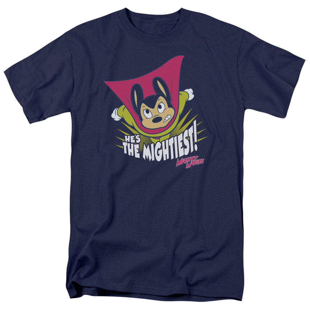 Mighty Mouse the Mightiest Mens T Shirt Navy Blue Officially Licensed