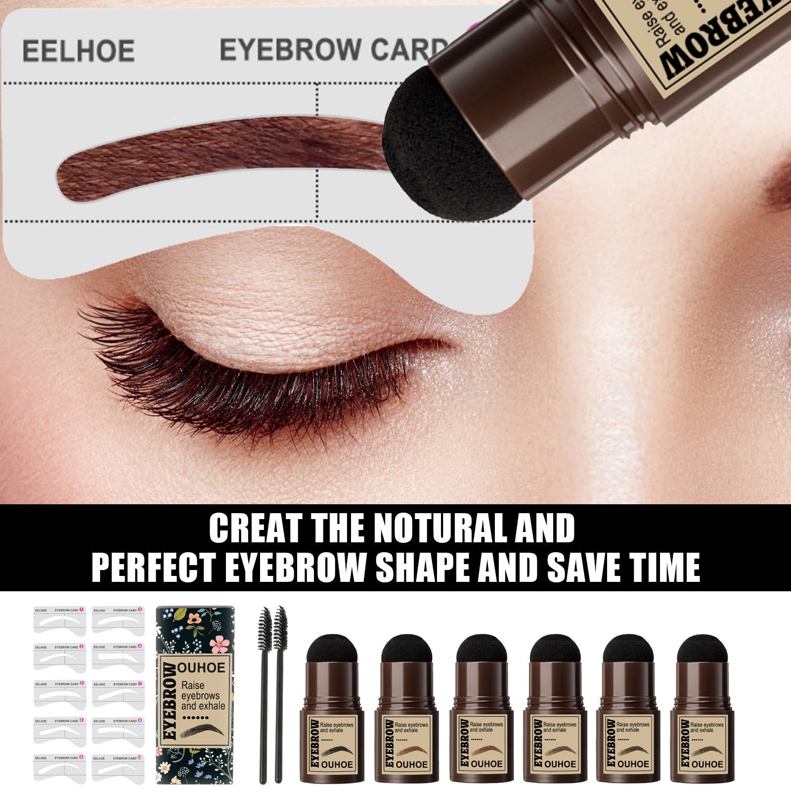 Eyebrow Stamp, Thrushy Brow Print Lazy Waterproof Sweatproof Makeup And Hairline Shade Powder