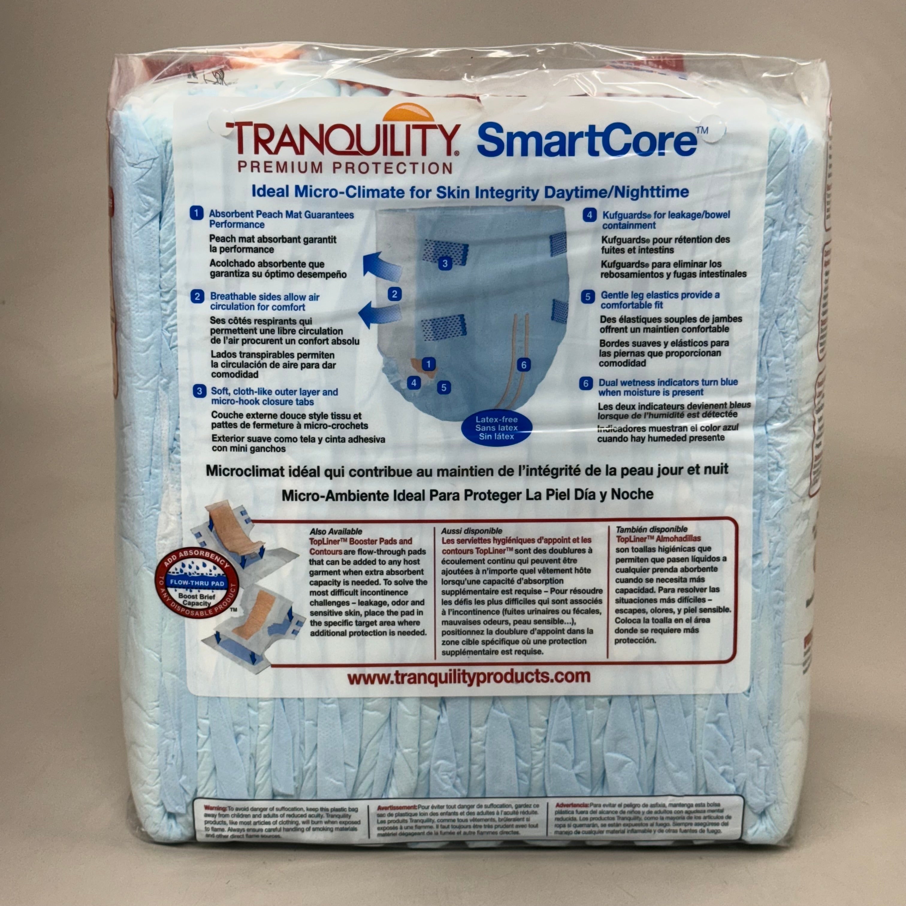 SMARTCORE (4 PK!) of 12 Tranquility Premium Protection Adult Diapers Latex Free Size L