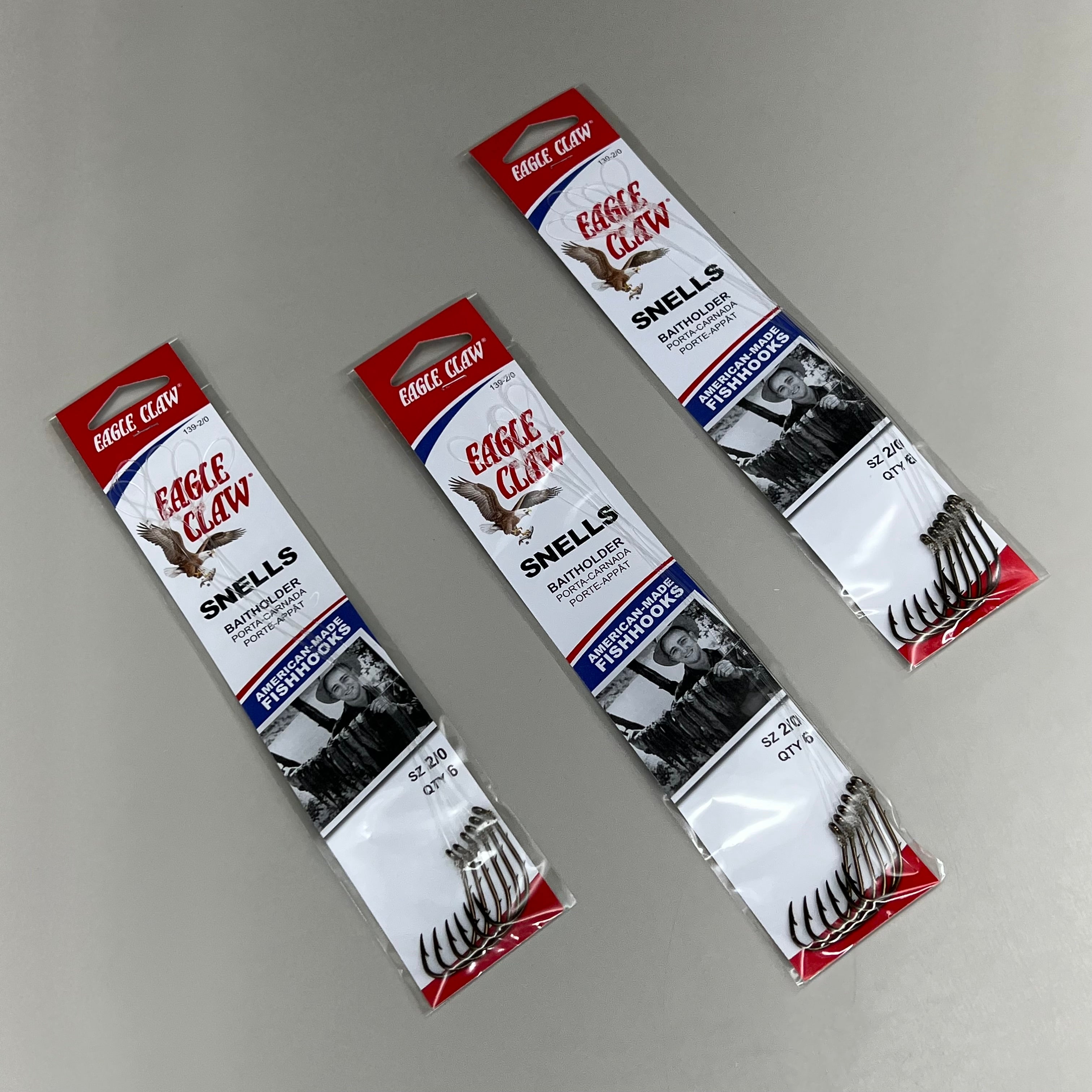 EAGLE CLAW (3 PACK) Versatile Bait Holder Snell Easy Rig Bronze #2/0 6pc 391-2/0