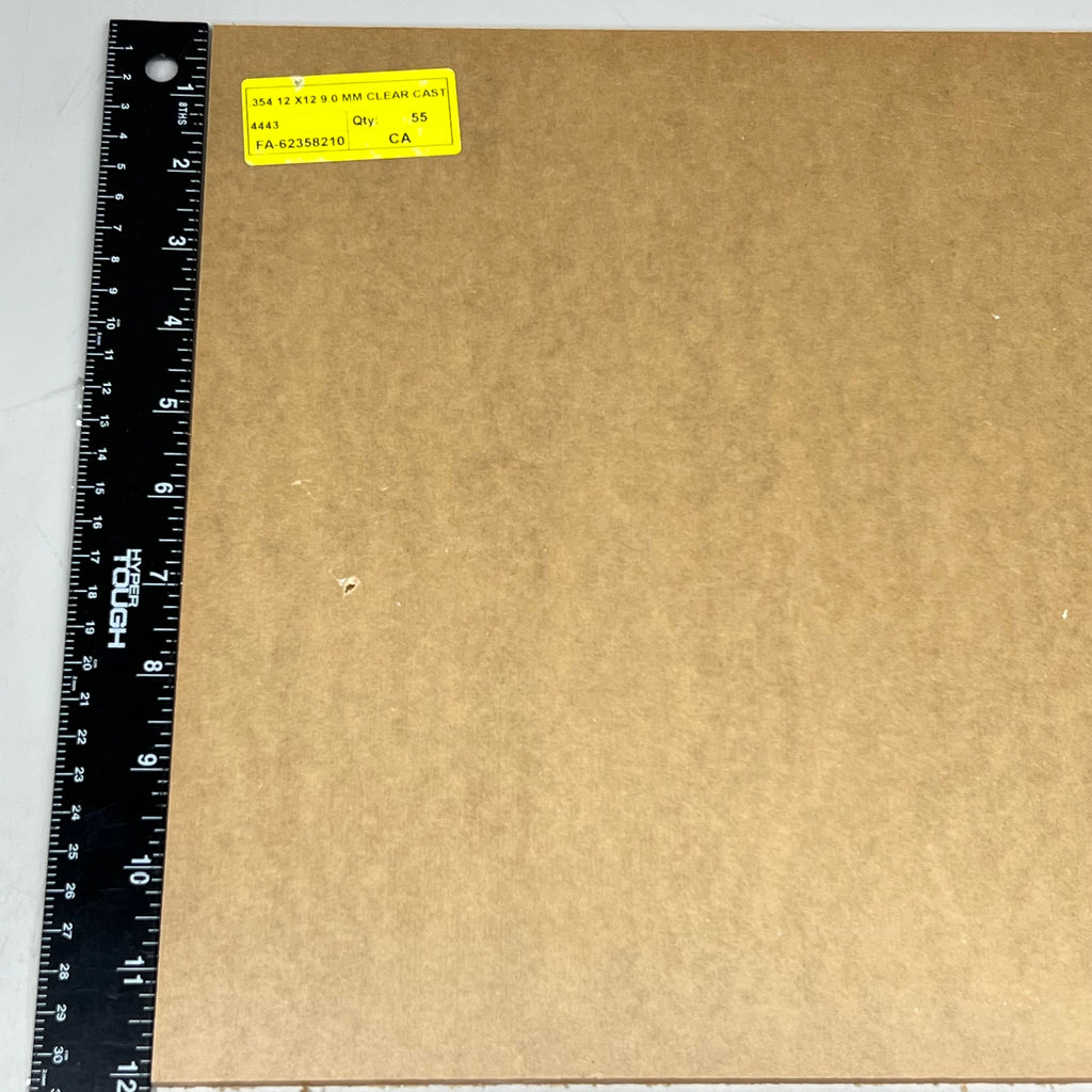 Clear Plexiglass Acrylic Plastic Piece 2PK! .354 X 12" X 12" Paper Masked FA-62358210