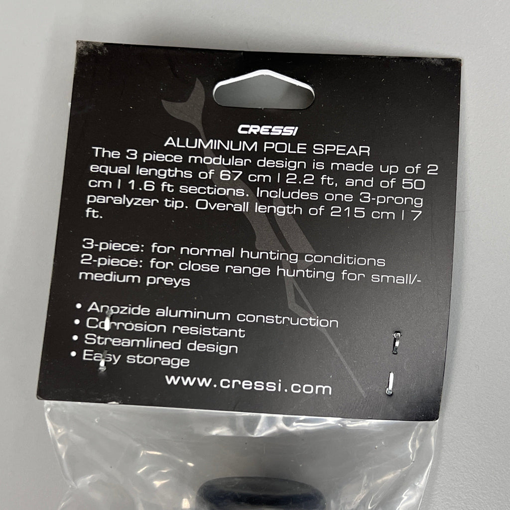 CRESSI Aluminum Pole Spear w/ Paralyzer Tip 3pcs - 6.0 ft Black USX040000 (New)