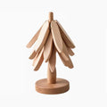 Wooden Christmas Tree Folding Coaster Black Walnut Thick Seat Adiabatic Pad For Kitchen Desktop Decoration Housewarming Gift