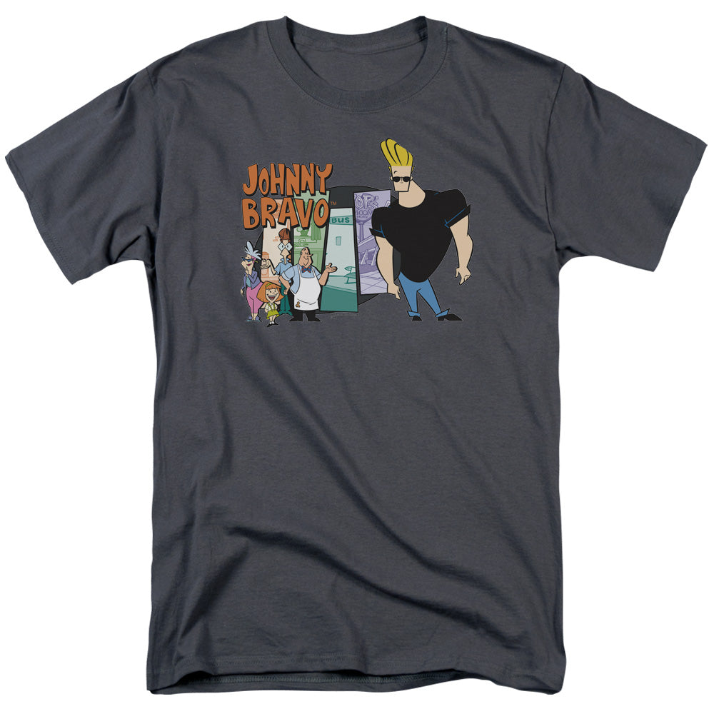 Johnny Bravo Johnny & Friends Mens T Shirt Charcoal Officially Licensed