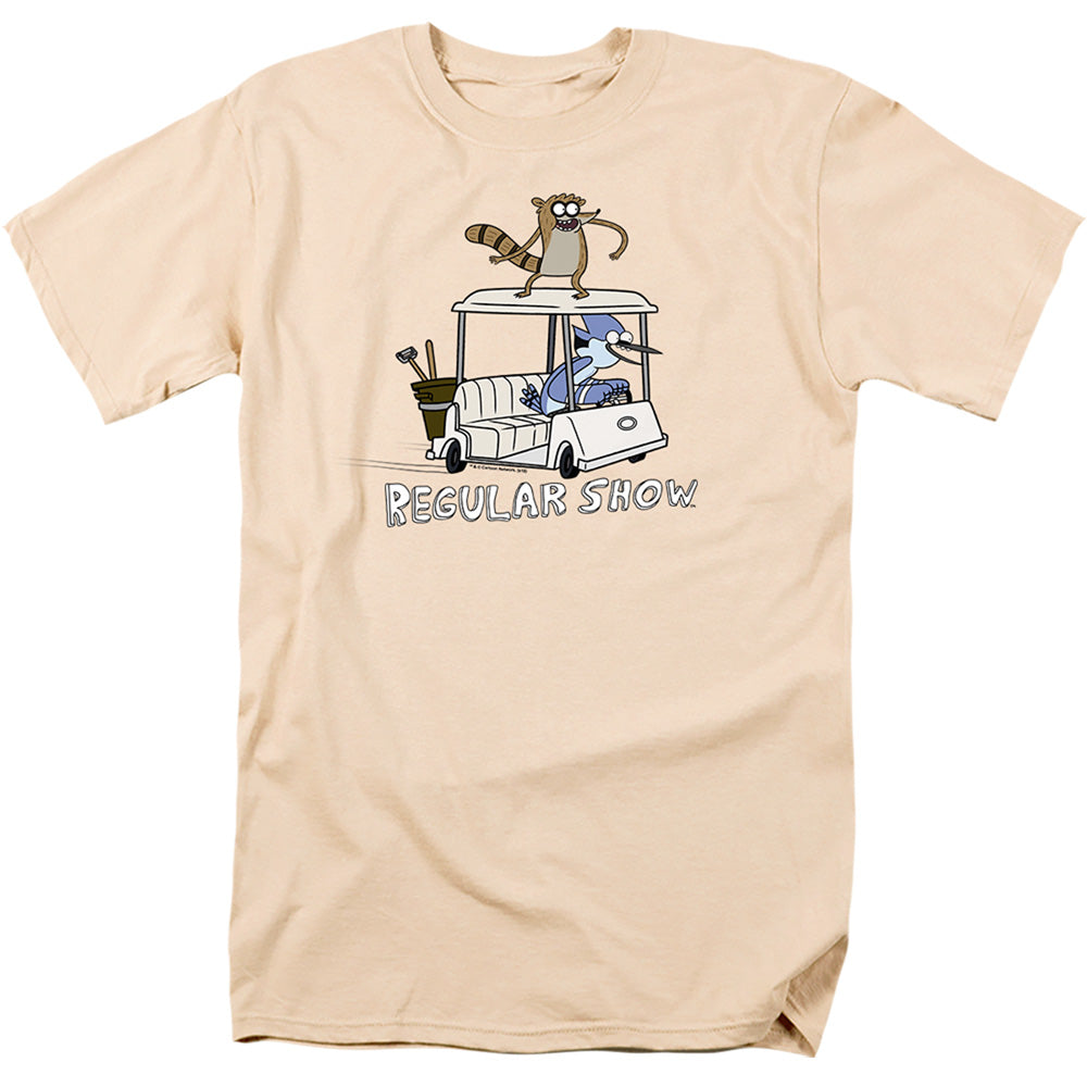 Regular Show Golf Cart Mens T Shirt Cream Officially Licensed
