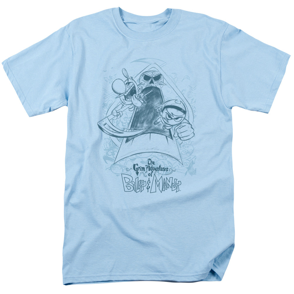Grim Adventures Of Billy & Mandy Sketched Mens T Shirt Light Blue Officially Licensed