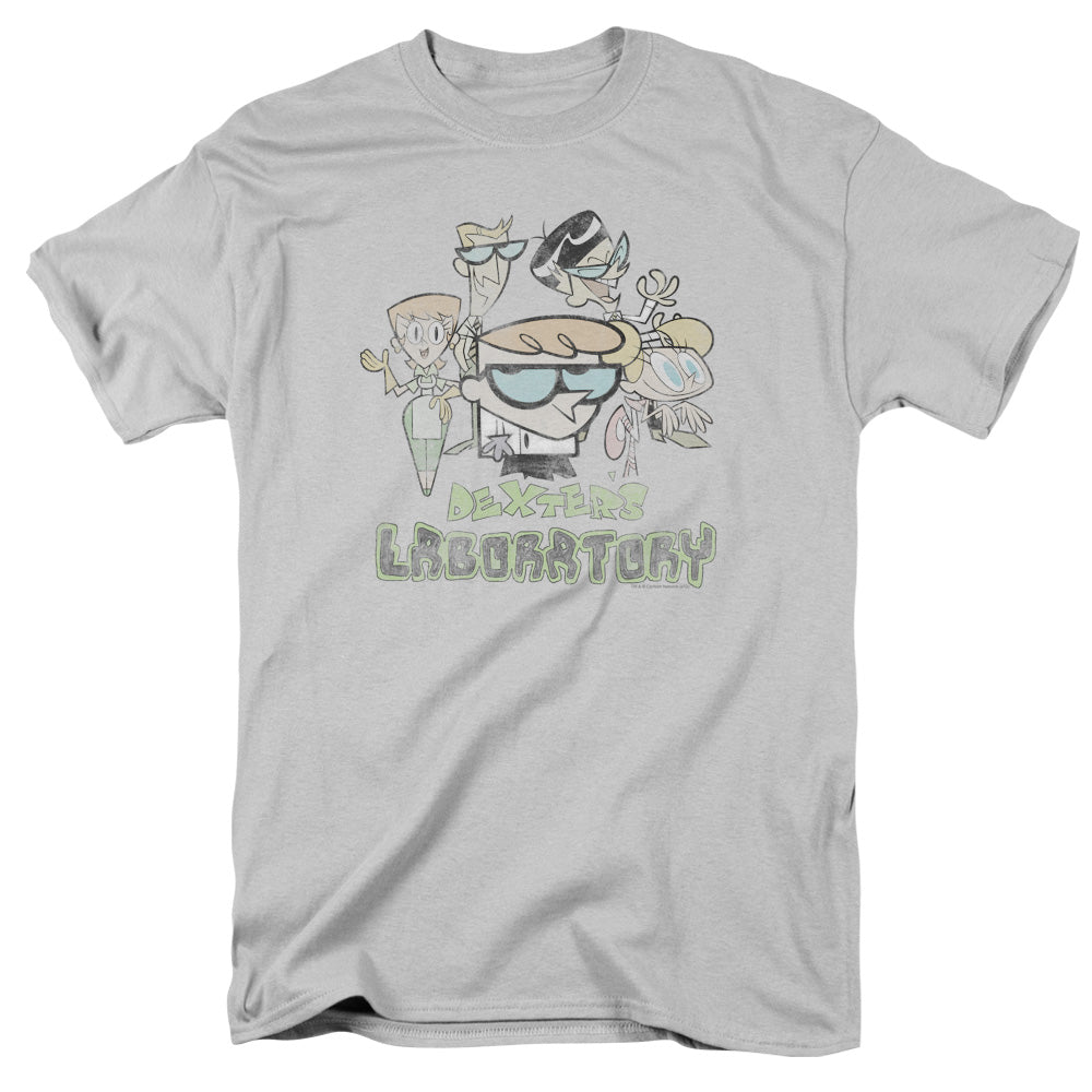 Dexters Laboratory Vintage Cast Mens T Shirt Silver Officially Licensed