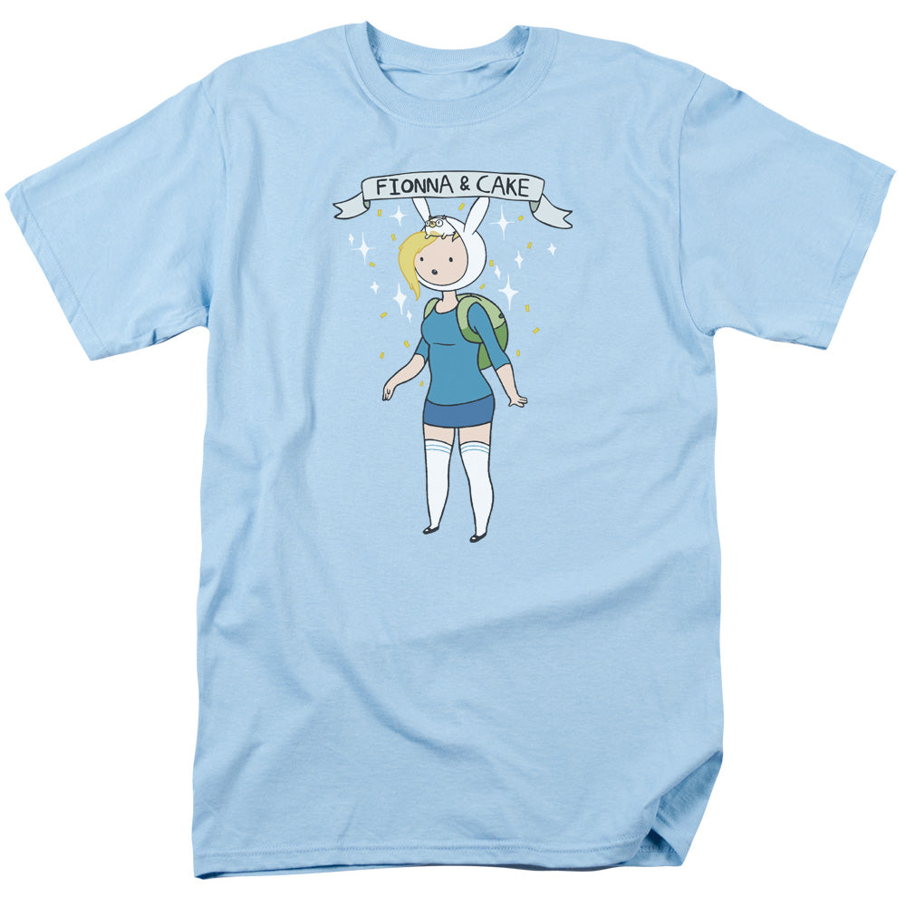 Adventure Time Fionna & Cake Mens T Shirt Light Blue Officially Licensed