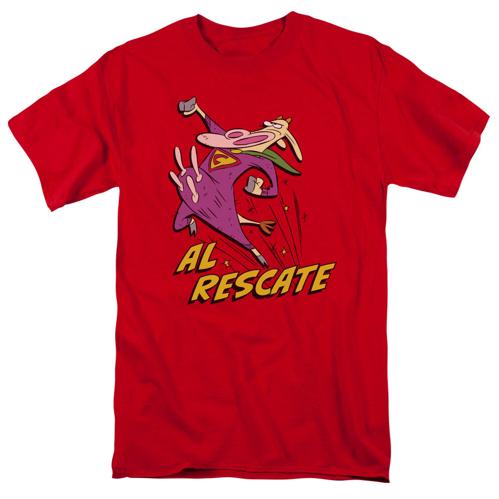 Cow And Chicken Al Rescate Mens T Shirt Red Officially Licensed