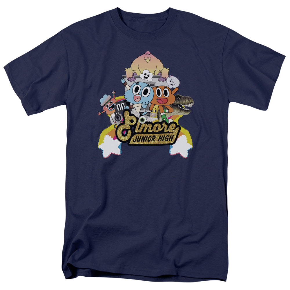 Amazing World of Gumball Elmore Junior High Mens T Shirt Navy Blue Officially Licensed