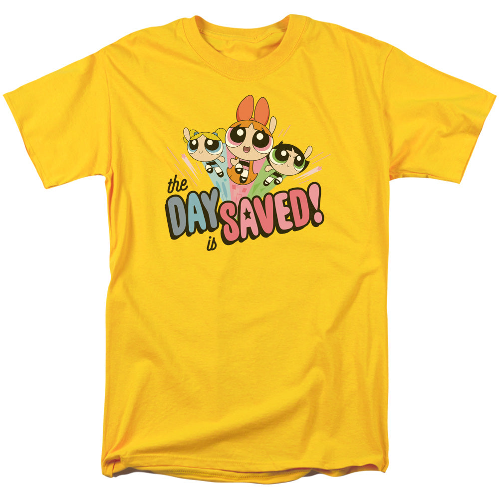 Powerpuff Girls The Day Is Saved Mens T Shirt Yellow Officially Licensed