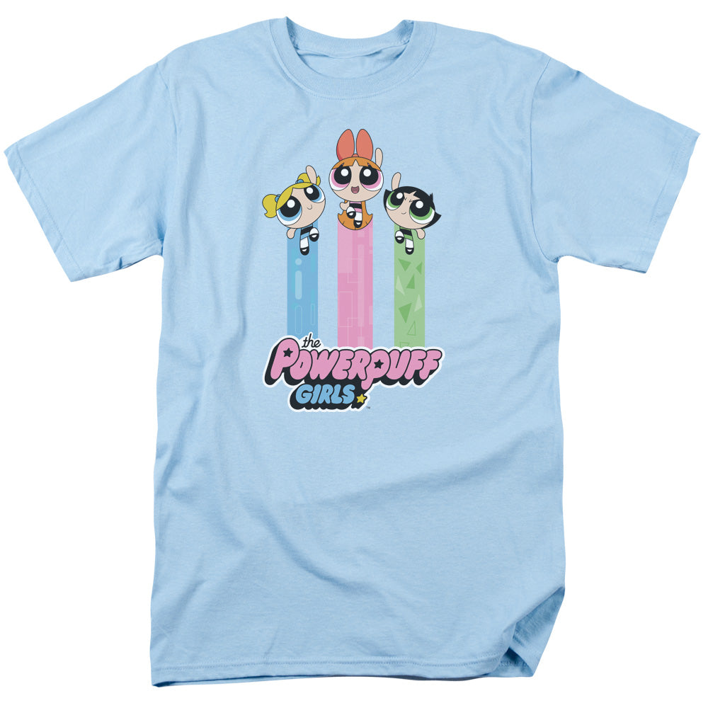 Powerpuff Girls The Girls Fly Mens T Shirt Light Blue Officially Licensed