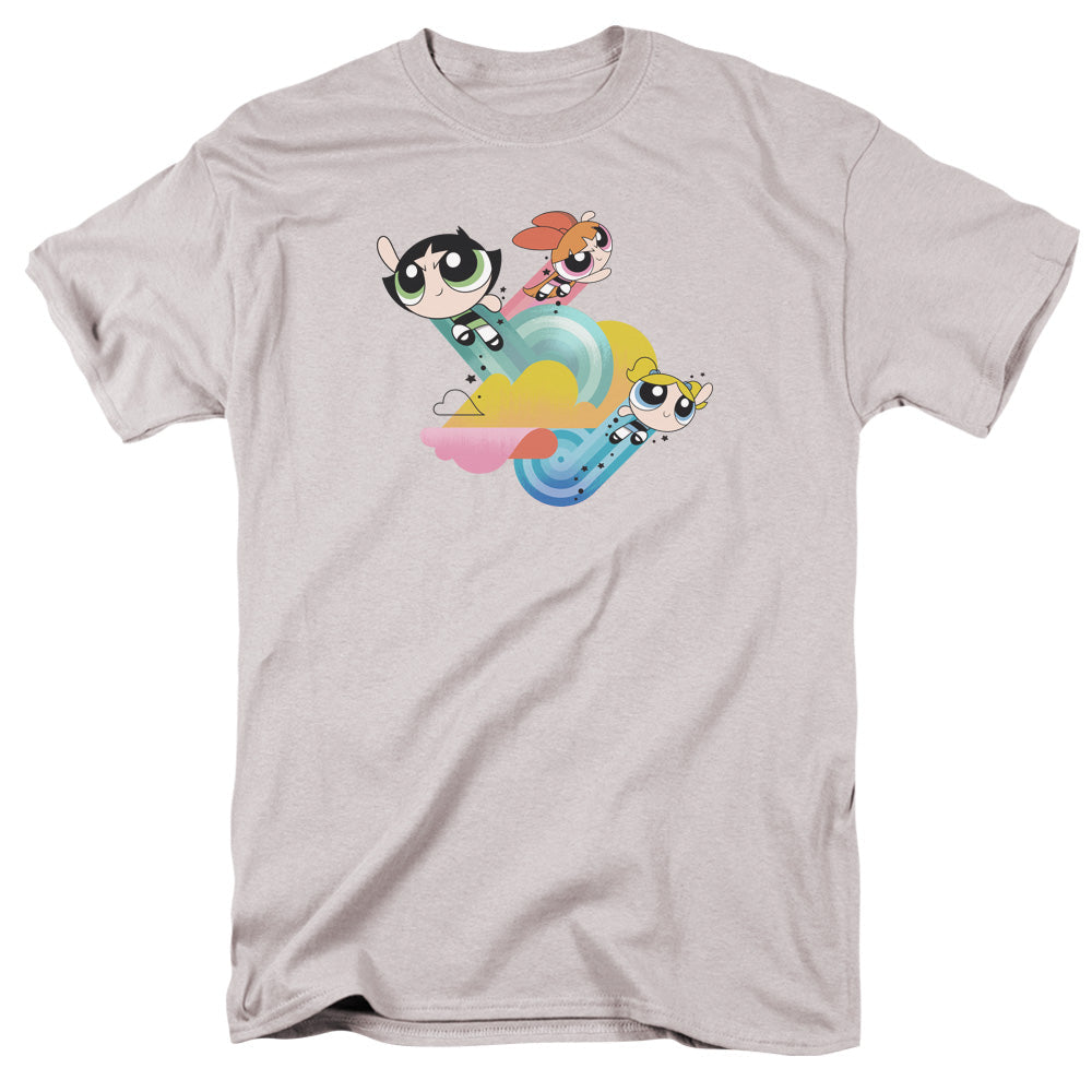 Powerpuff Girls Spiral Streaks Mens T Shirt Silver Officially Licensed