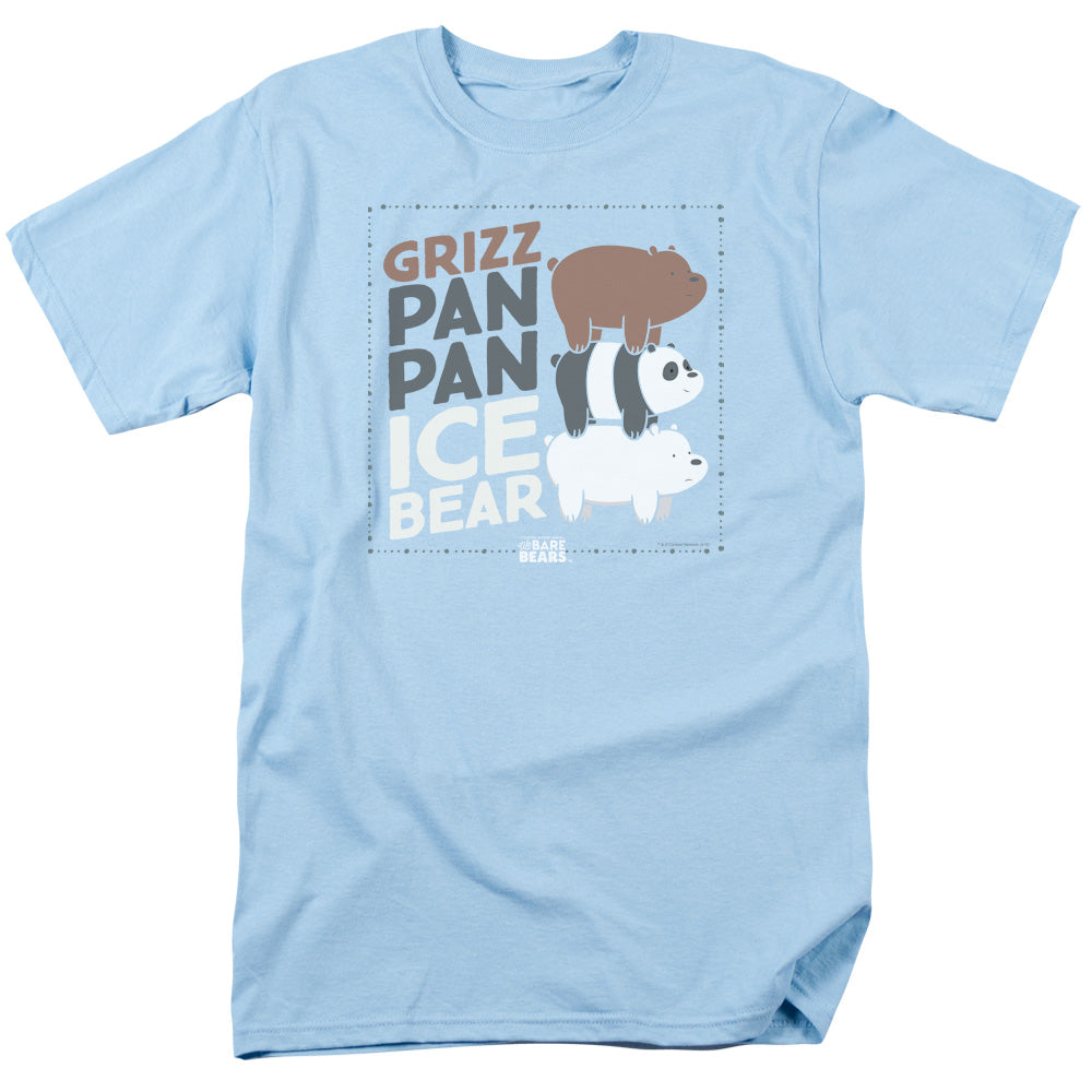 We Bare Bears Grizz Pan Pan Ice Bear Mens T Shirt Light Blue Officially Licensed