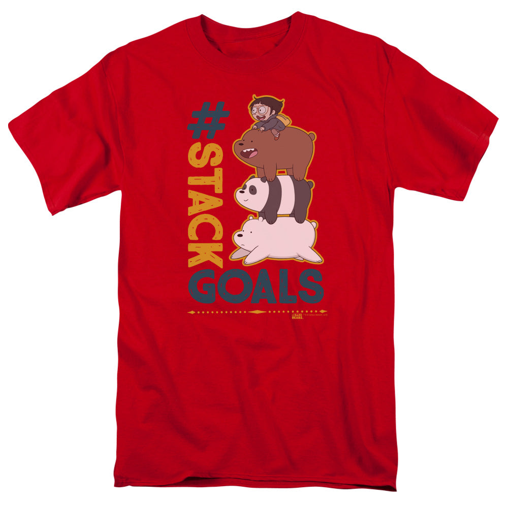 We Bare Bears Stack Goals Mens T Shirt Red Officially Licensed