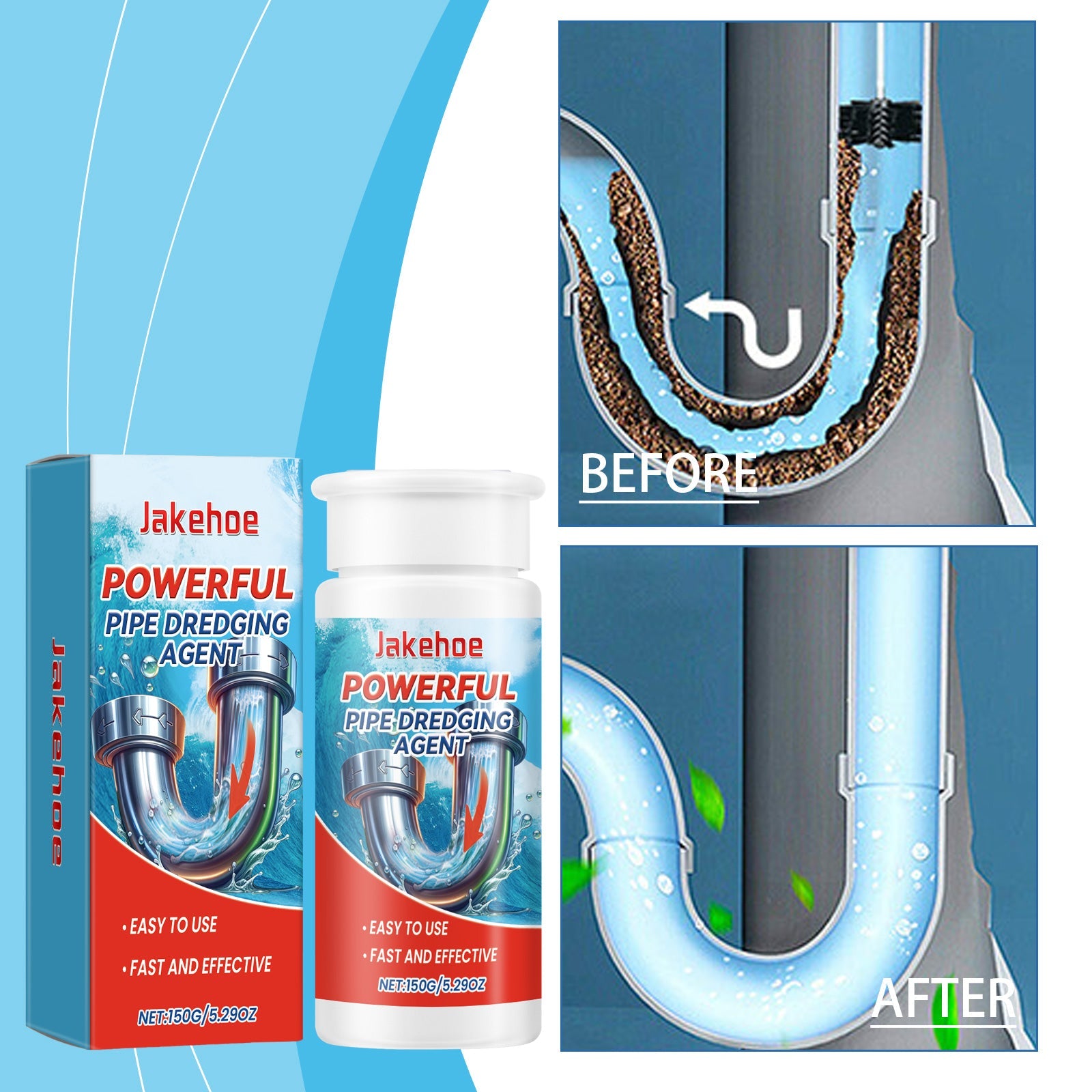 Drain Clogging Dredging Agent, Kitchen Drain Toilet Pipe Clogging Dredging Cleaning And Decontamination