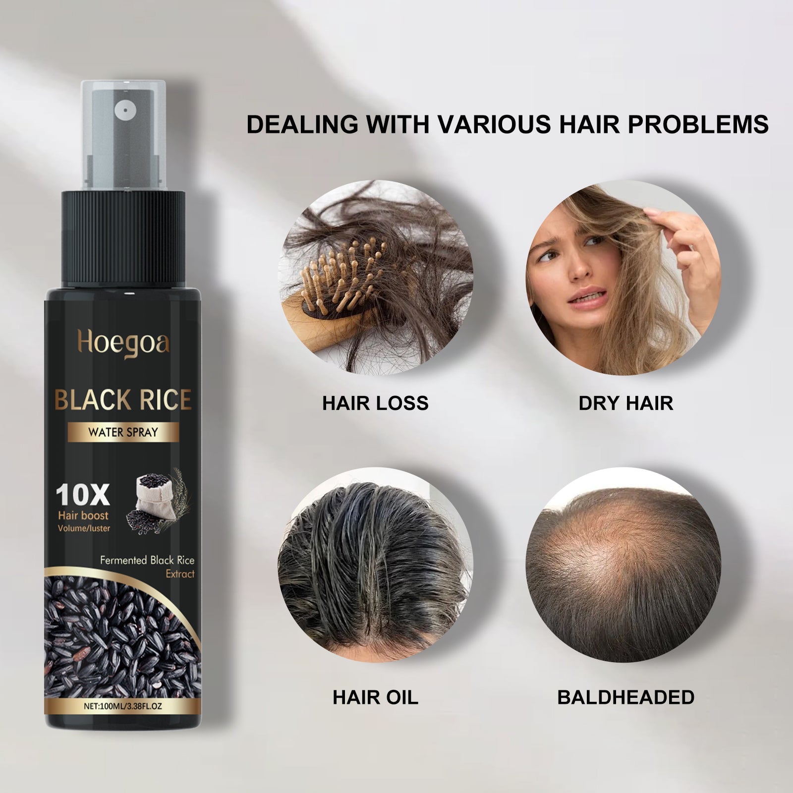 Black Rice Water Spray, Hair Deep Nourishes And Prevents Tough, Solid And Dense Hair Scalp Care Solution
