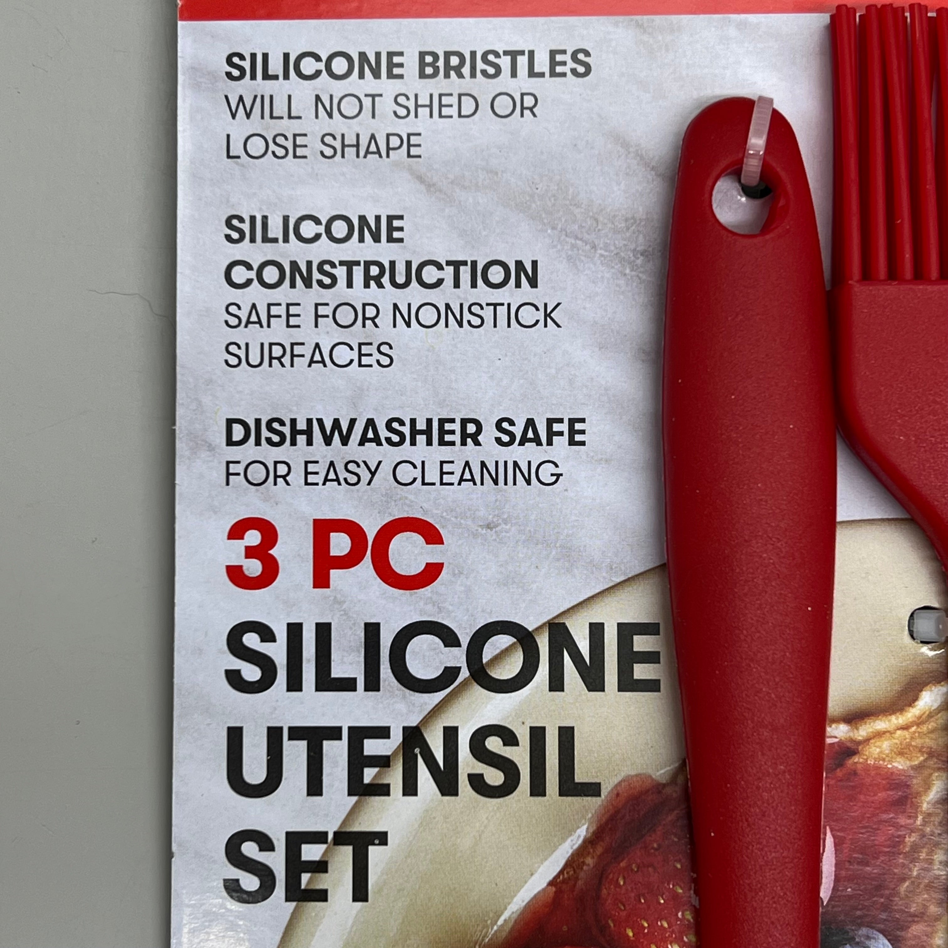EPOCA Cooking Light Silicone Spoonula, Spatula & Basting Brush Red 3pc CLR00K020
