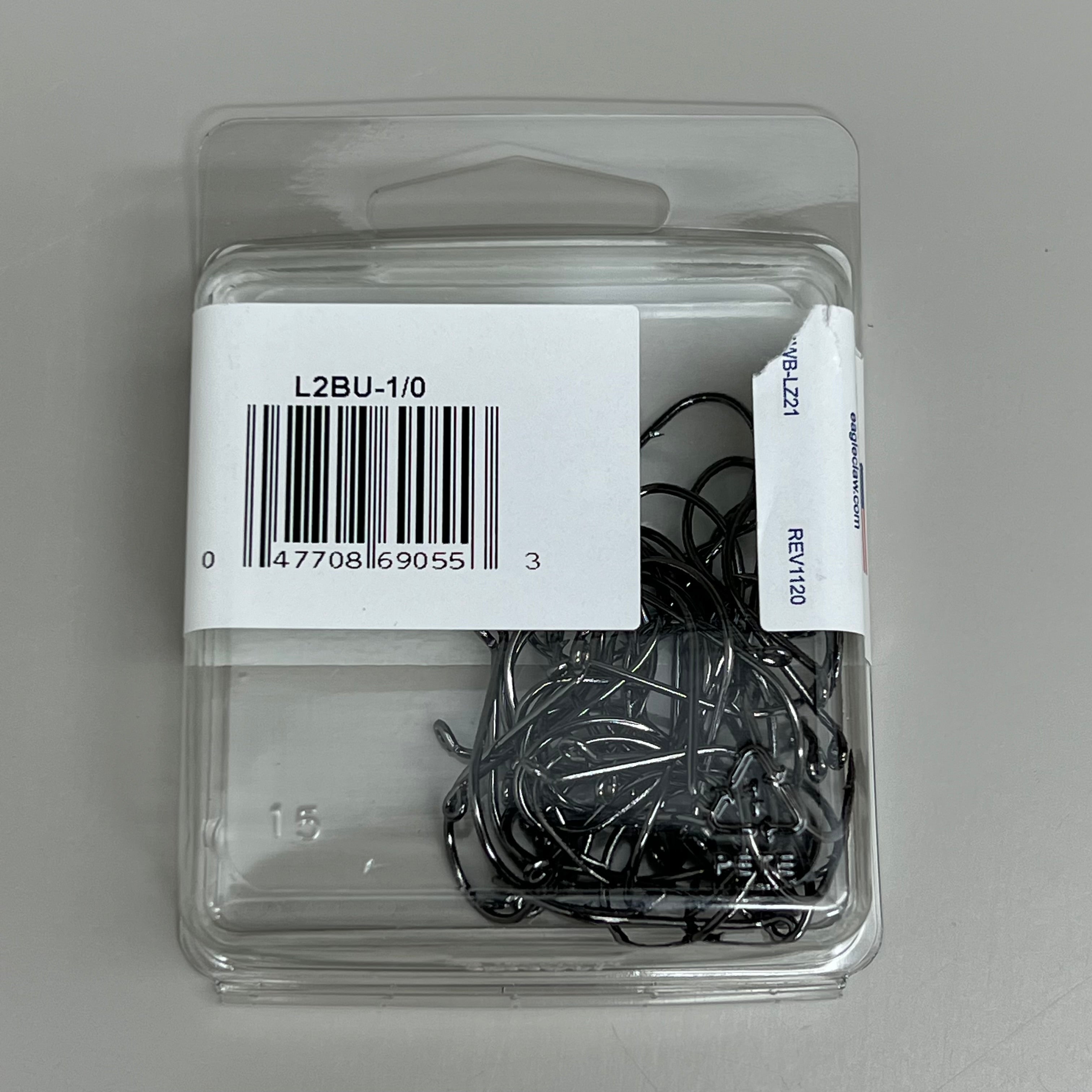 EAGLE CLAW (2 PACK) Octopus Long Shank Hooks Platinum Black #1/0 46pc L2BU-1/0