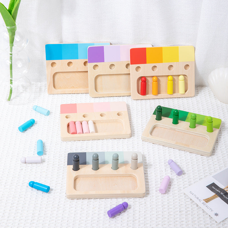 Colorful sensory integration wooden insert board, hands-on and brainpower color discrimination teaching aids, children's wooden toys