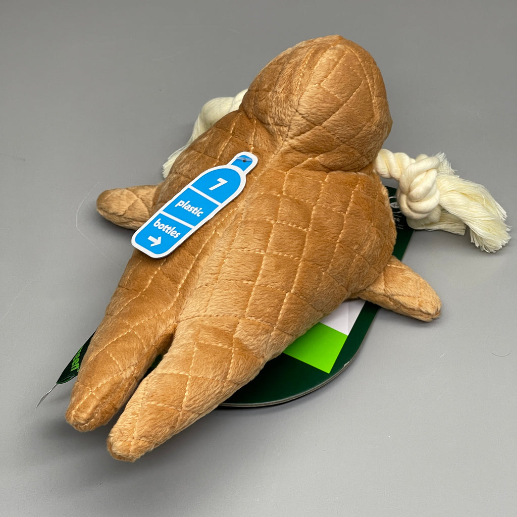 GRRREEN Stuffed Walrus Animal Dog Toy for Chewers & Teeth Cleaning Brown