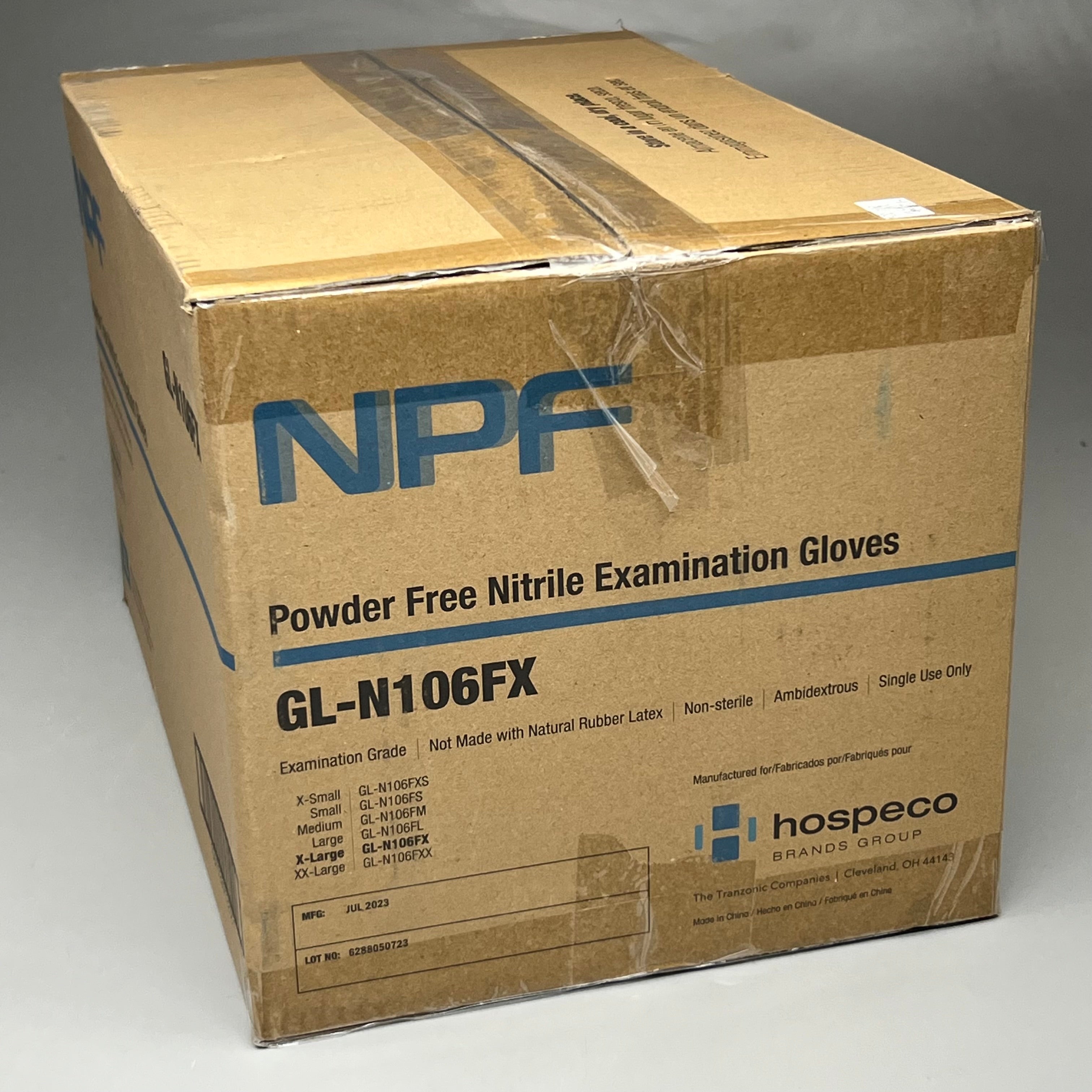 HOSPECO NPF (1,000 PACK) Nitrile Powder Free Exam Gloves Sz S Blue GL-N106FS