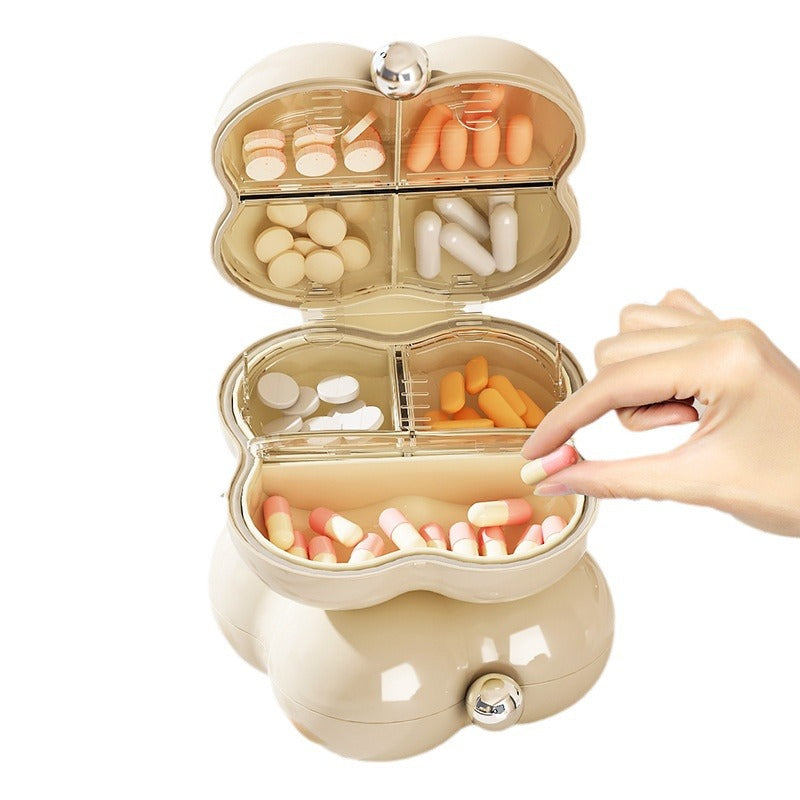 Moisture-proof and dust-proof portable large-capacity compartment storage box for 7 days of medicine