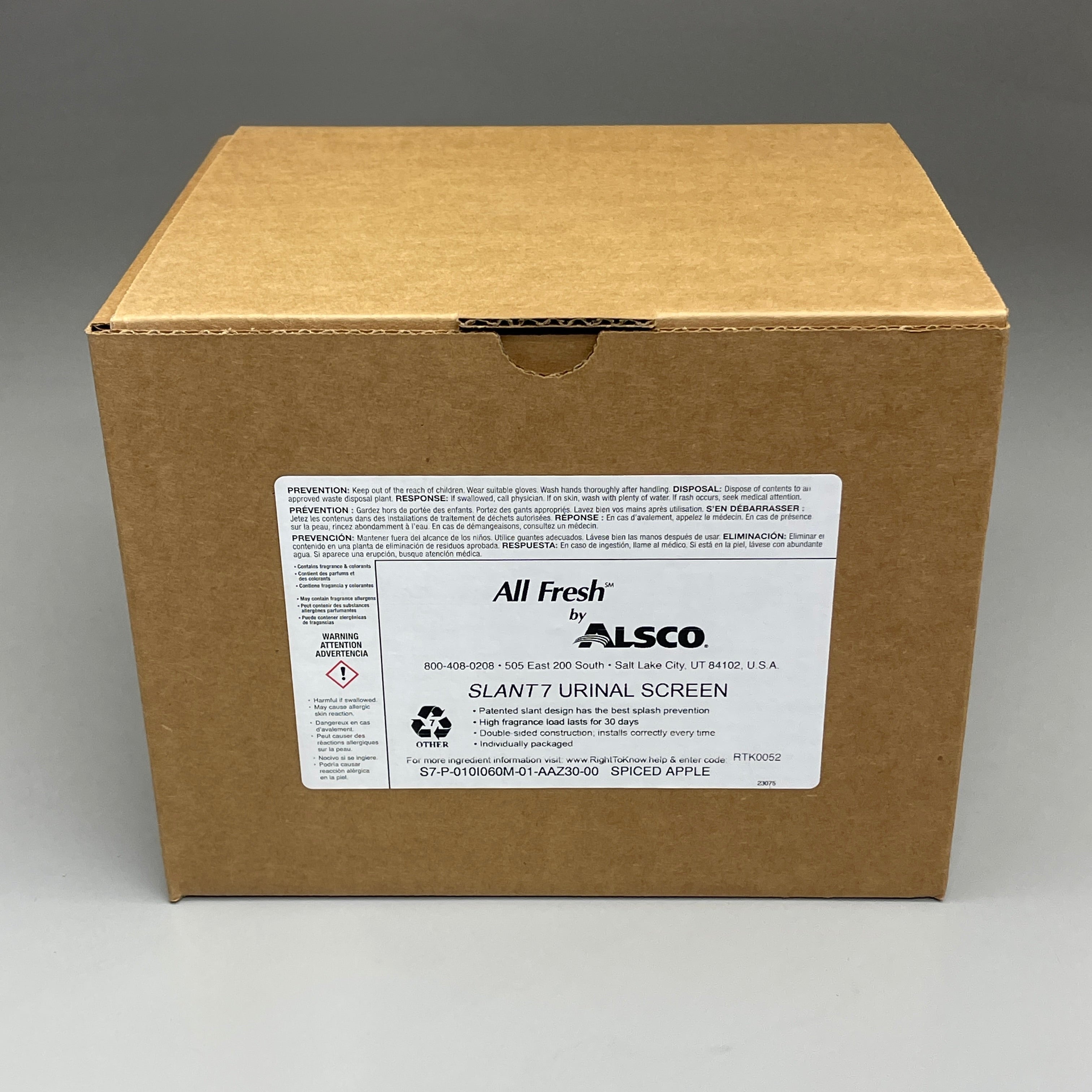 ALSCO 10-PACK! All Fresh Slant7 Urinal Screen Spiced Apple Round 8" Pink RTK0052