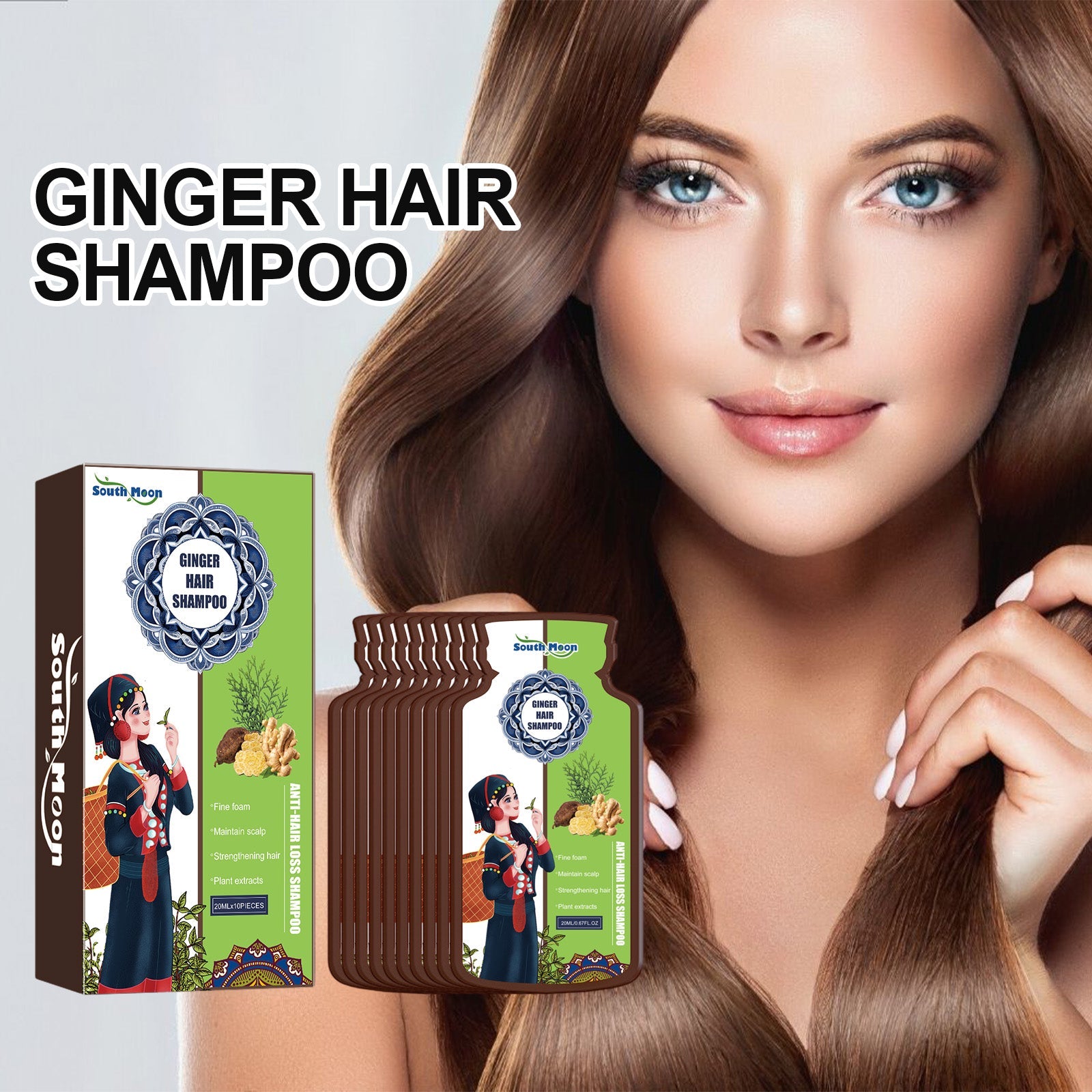 Ginger Care Shampoo Scalp Cleansing, Anti-Break Nourishing Root Strengthening Shampoo