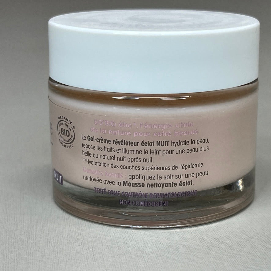 SO BIO etic Radiance Revealing Gel-Cream Night Organic Lotus Flower Hamamelis Zinc 1.69 fl oz (New)
