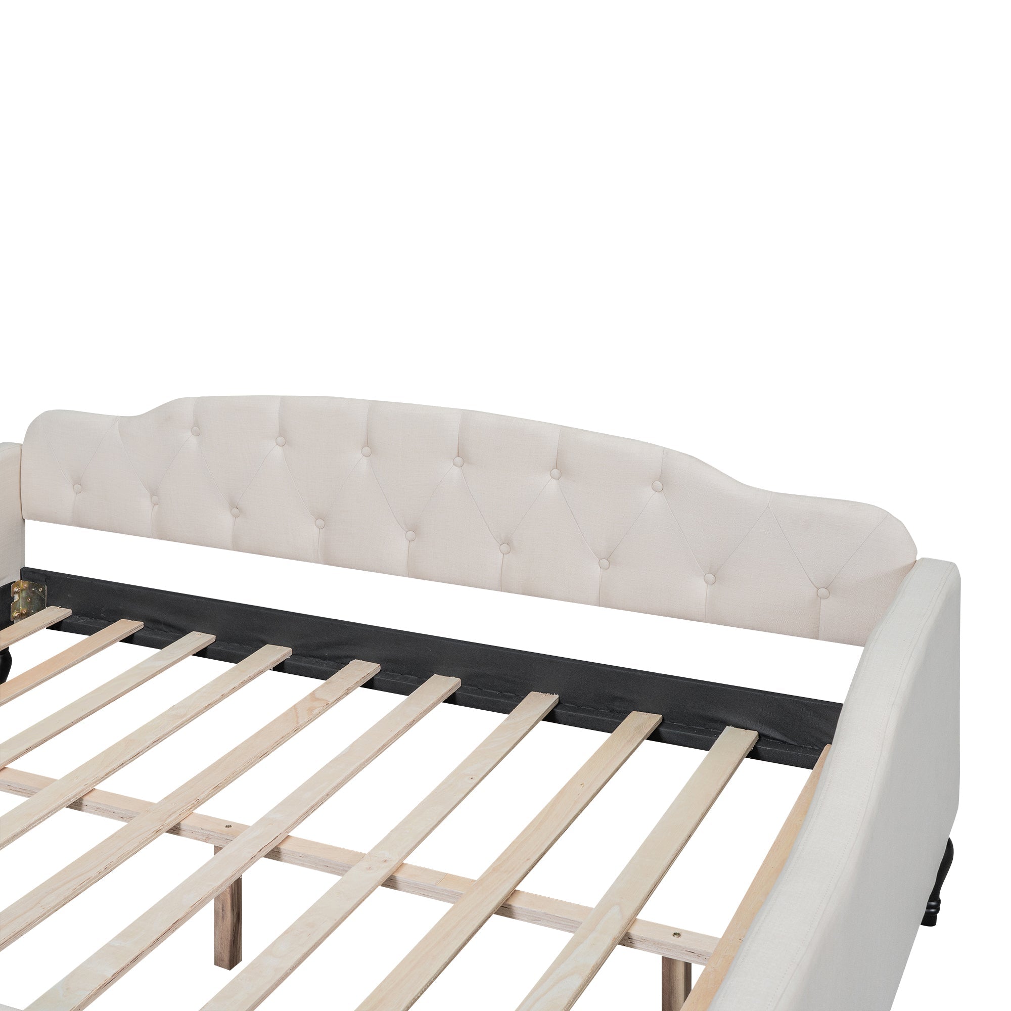 Full Size Upholstered Tufted Daybed Beige