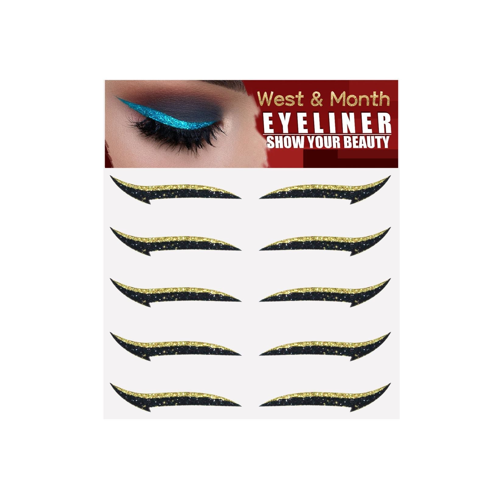 Eyeliner Stickers, Silver Light Makeup Eye Patch Party Nightclub Stage Silver Light Stage Double Eyelid Patch