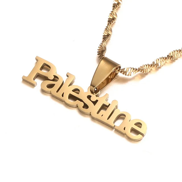 Palestine Vintage Stainless Steel Pendant Chain Necklace Arab African Men's and Women's Fashion Stainless Steel