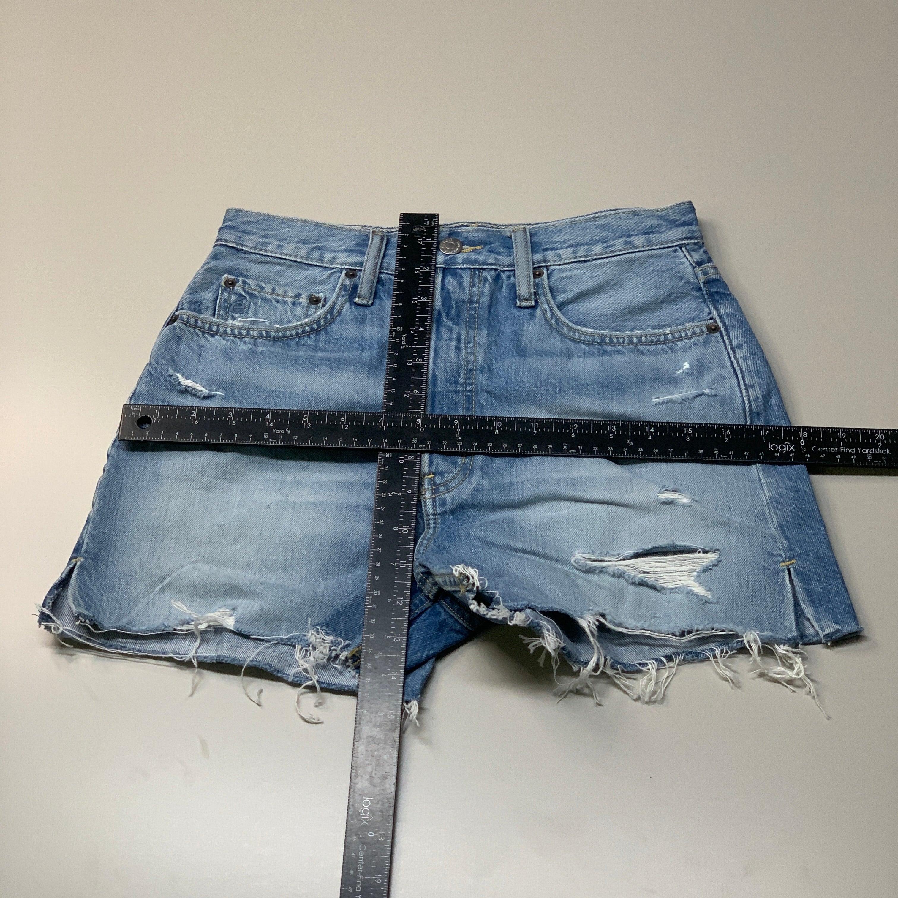 ETICA Fern High Rise Shorts Certified Organic Rip Current Size 27 EW178335