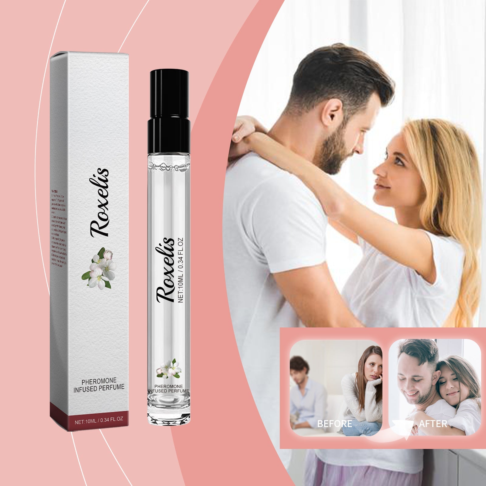 Roxelis Pheromone Infused Perfume, Men's Perfume Long Lasting Cologne Jasmine Perfume Natural Fresh Charm Leave Fragrance