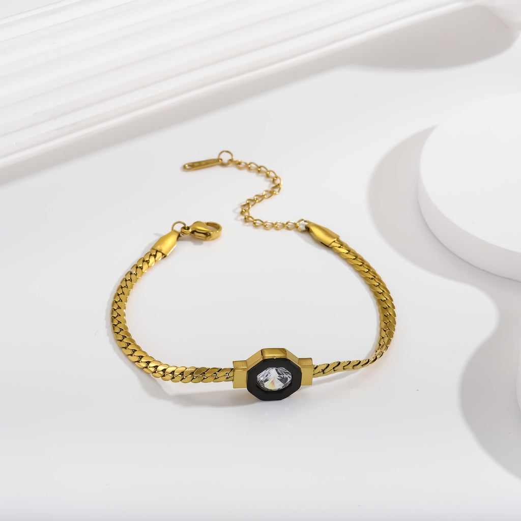 Zircon 18K Bracelet Necklace Zircon Geometry Fashion Simple Titanium Steel Bracelet