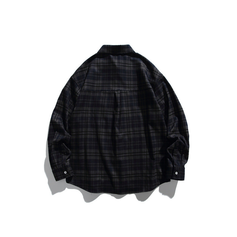 Loose casual checkered long sleeved shirt for men and women