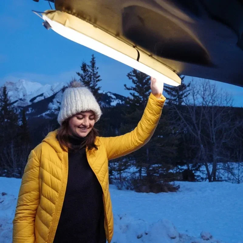 Outdoor folding inflatable camping light solar inflatable light waterproof magnetic suction column portable lantern