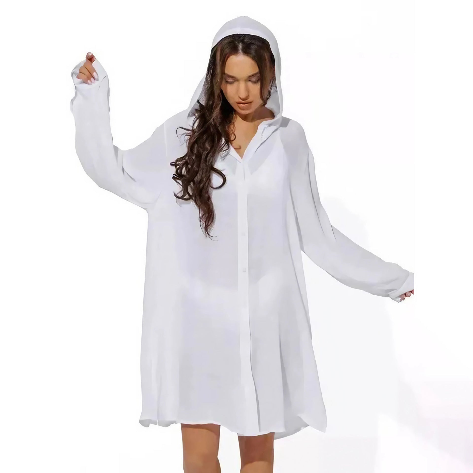 Button Down Hooded Cover-Up