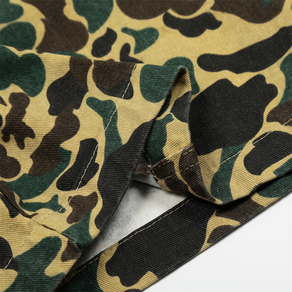 Camouflage Tiger Pattern Work Shorts Men's European and American Trendy Design Embroidered Letter Knife Loose Casual Five-Point Pants