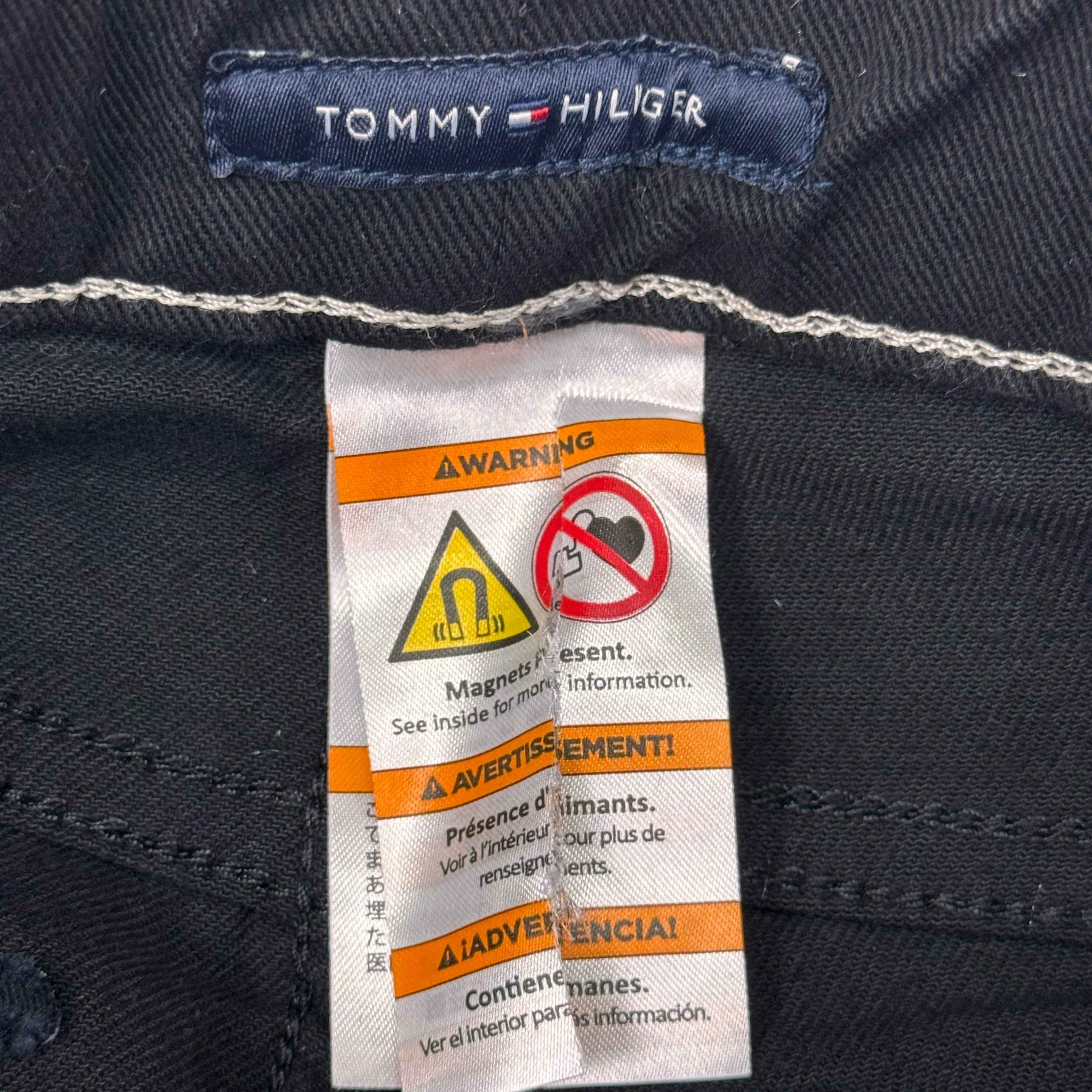 TOMMY HILFIGER JEANS Slim Bermuda Shorts Women's SZ 8 Waist 29 Black Magnet / Velcro Fly