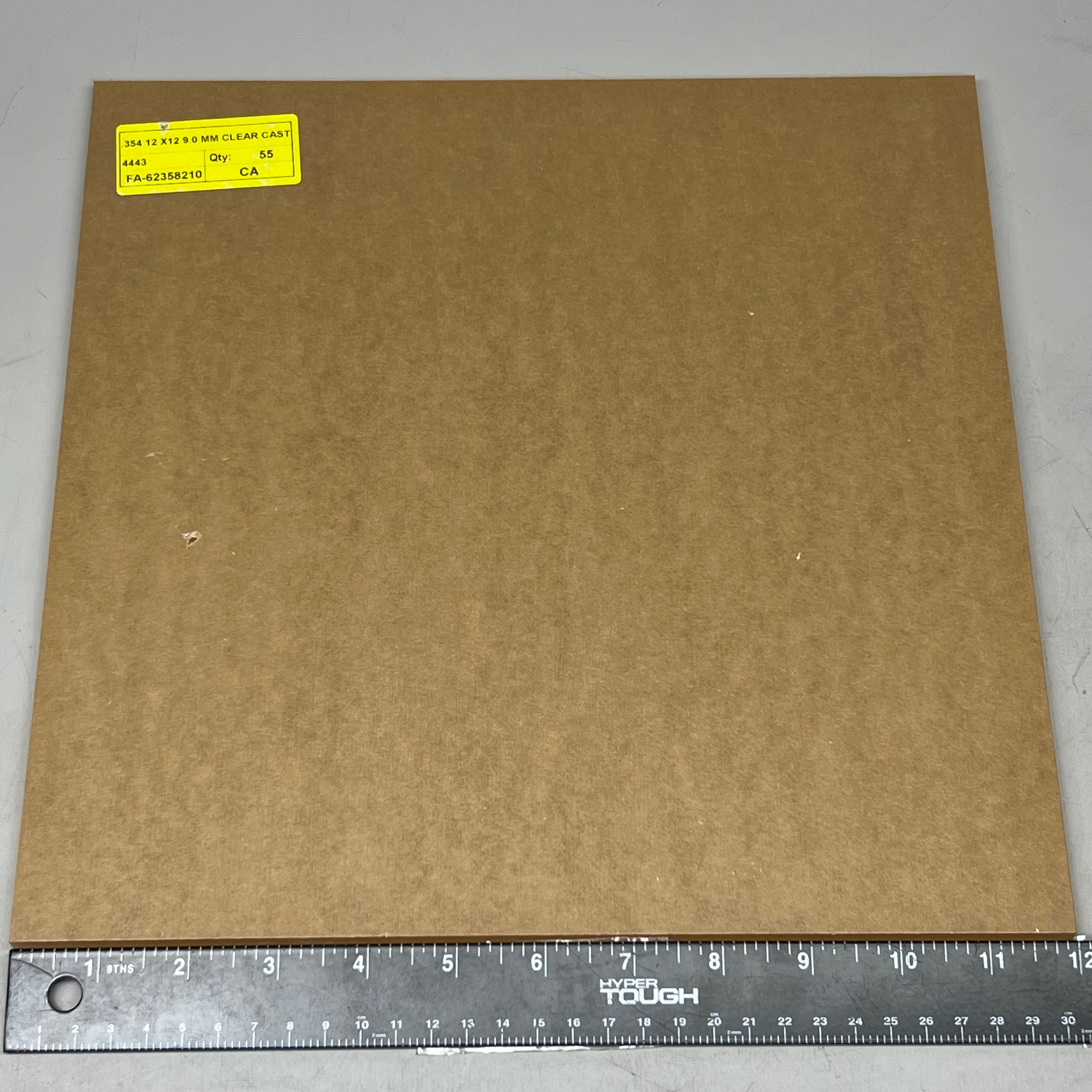 Clear Plexiglass Acrylic Plastic Piece 2PK! .354 X 12" X 12" Paper Masked FA-62358210