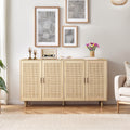 62.20"Elegant and Functional 4-Door Rattan Decorative Storage Cabinet,for Bedroom,Living Room,Office,Easy Assembl
