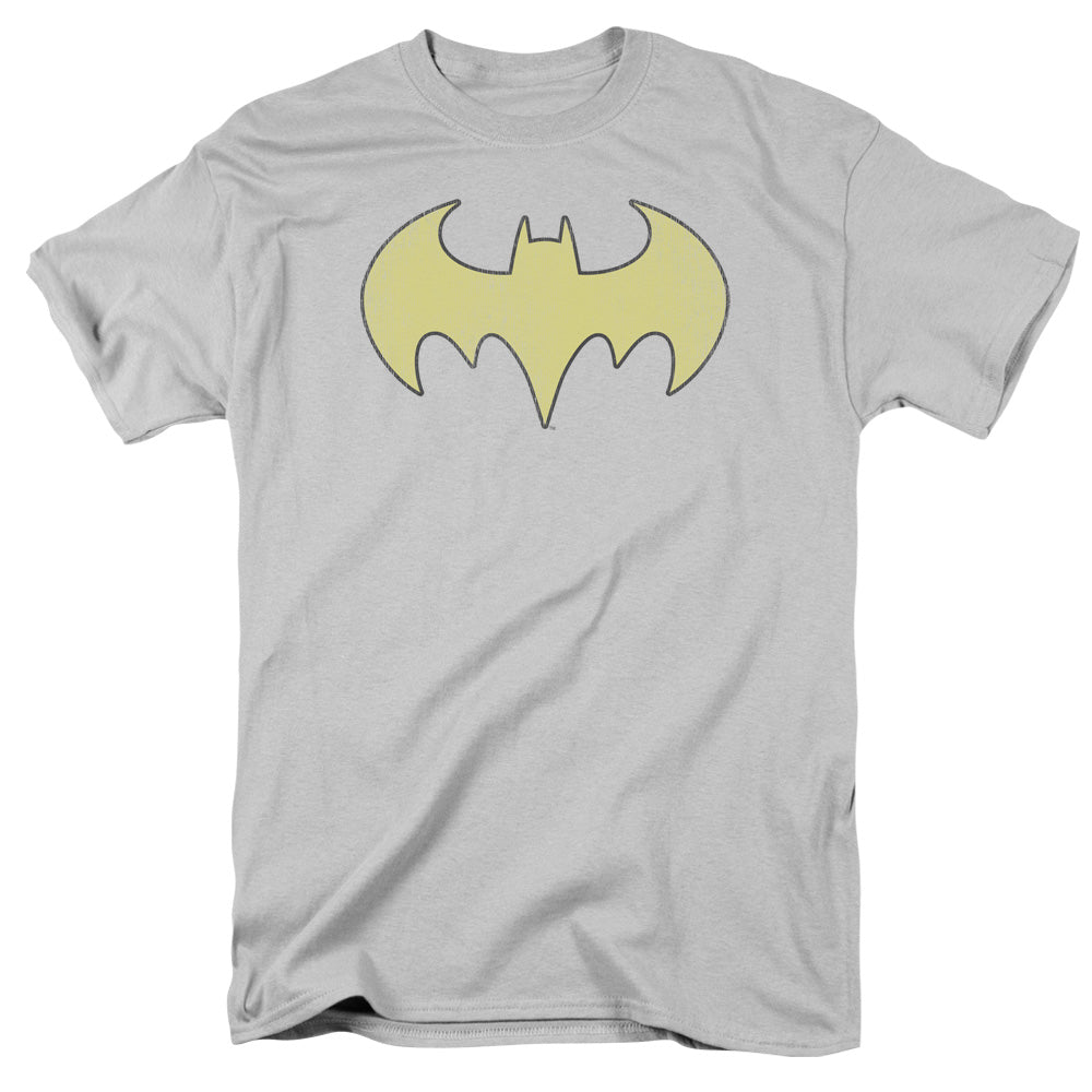 DC Comics Batgirl Logo Distressed Mens T Shirt Silver Officially Licensed