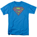 DC Comics Retro Superman Logo Distressed Mens T Shirt Turquoise Officially Licensed