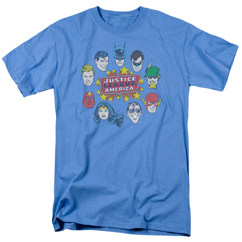 DC Comics Justice Head Circle Mens T Shirt Carolina Blue Officially Licensed
